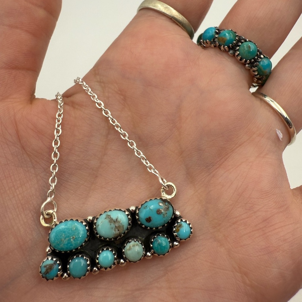 Turquoise Double Stack Sterling Silver 925 Neckla… - image 5